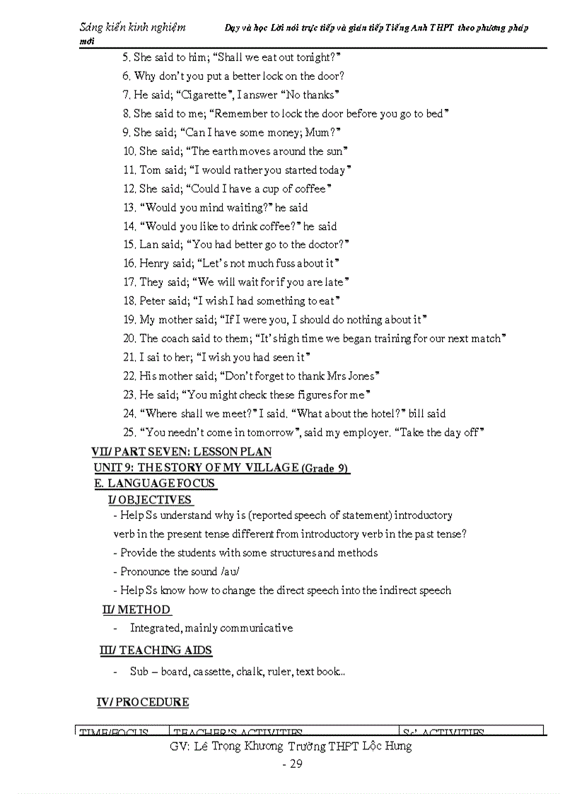 image for page Dạy và học lời nói trực tiếp và gián tiếp tiếng anh theo phương pháp mới