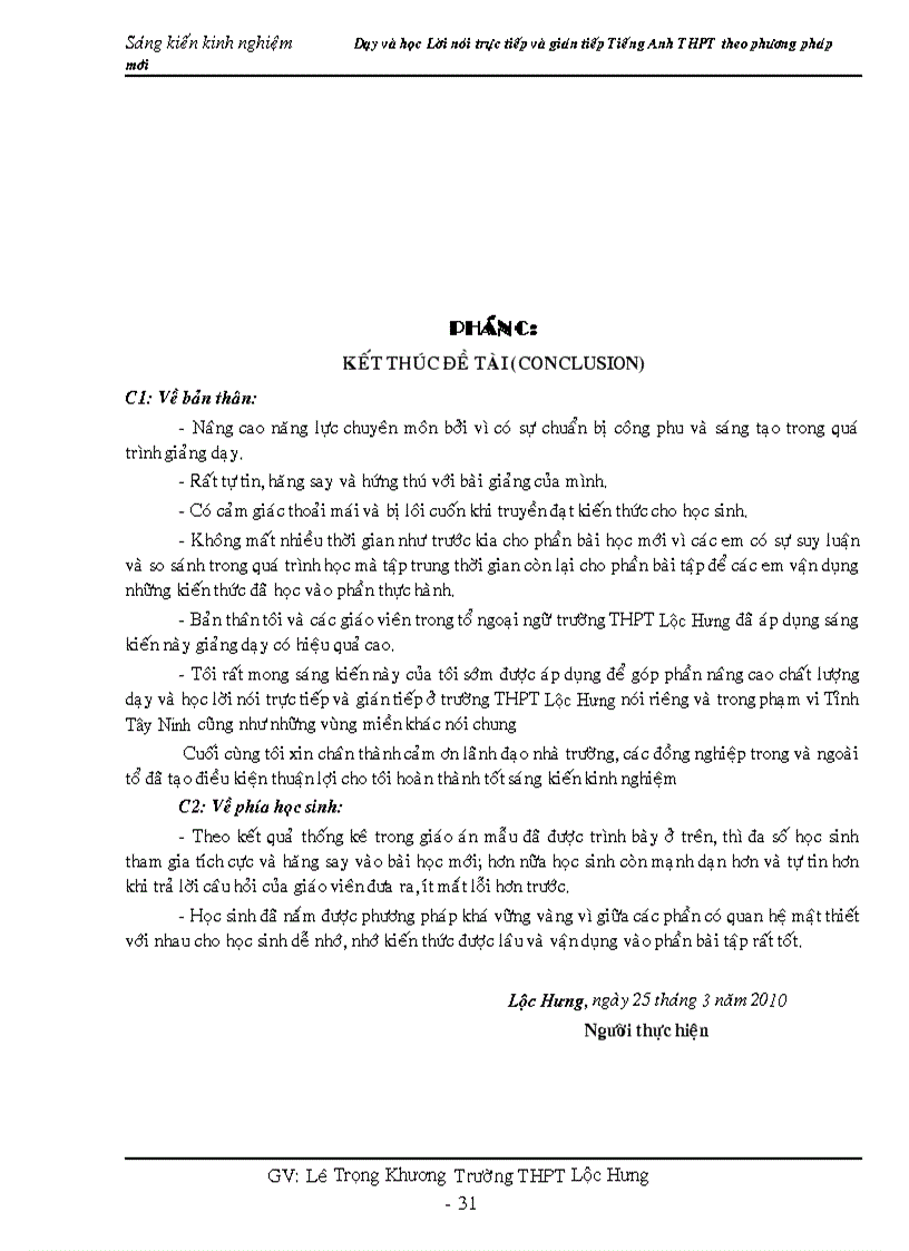 image for page Dạy và học lời nói trực tiếp và gián tiếp tiếng anh theo phương pháp mới