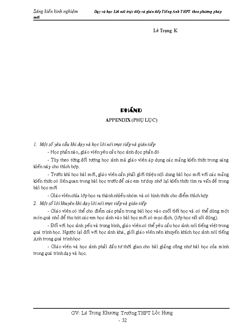 image for page Dạy và học lời nói trực tiếp và gián tiếp tiếng anh theo phương pháp mới