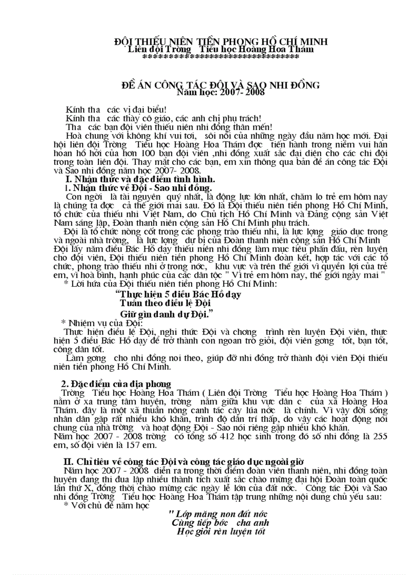 image for page Đề án công tác Đội và sao nhi