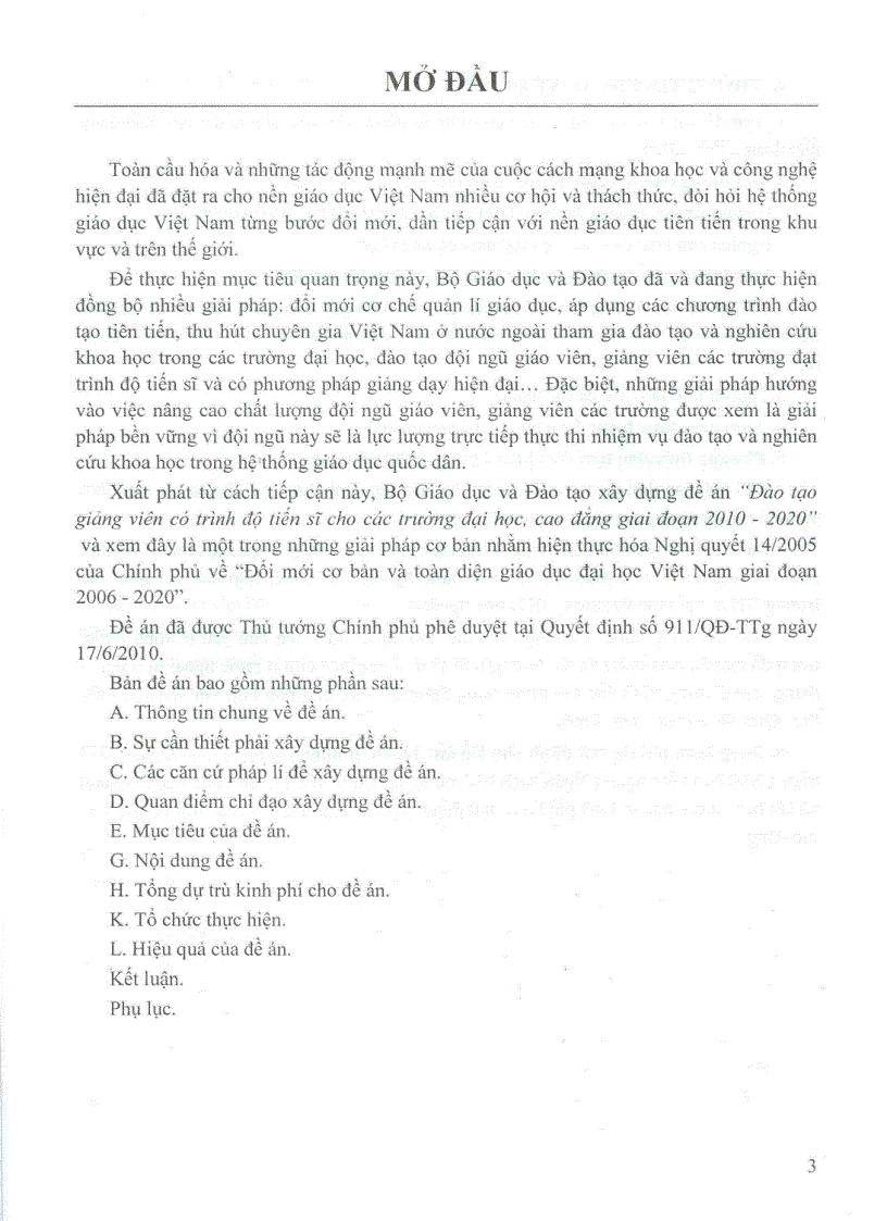 image for page Đề án đào tạo giảng viên có trình độ tiến sĩ cho các trường ĐH CĐ