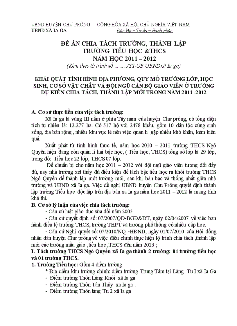 image for page Đề án tách trường