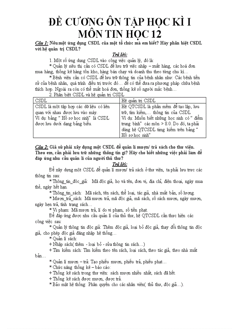 image for page Đề cương ôn tâập học kì I môn tin học 12