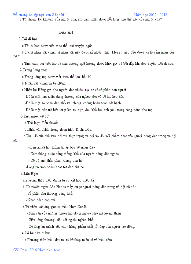 image for page Đề cương ôn tập ngữ văn 8 kì 1