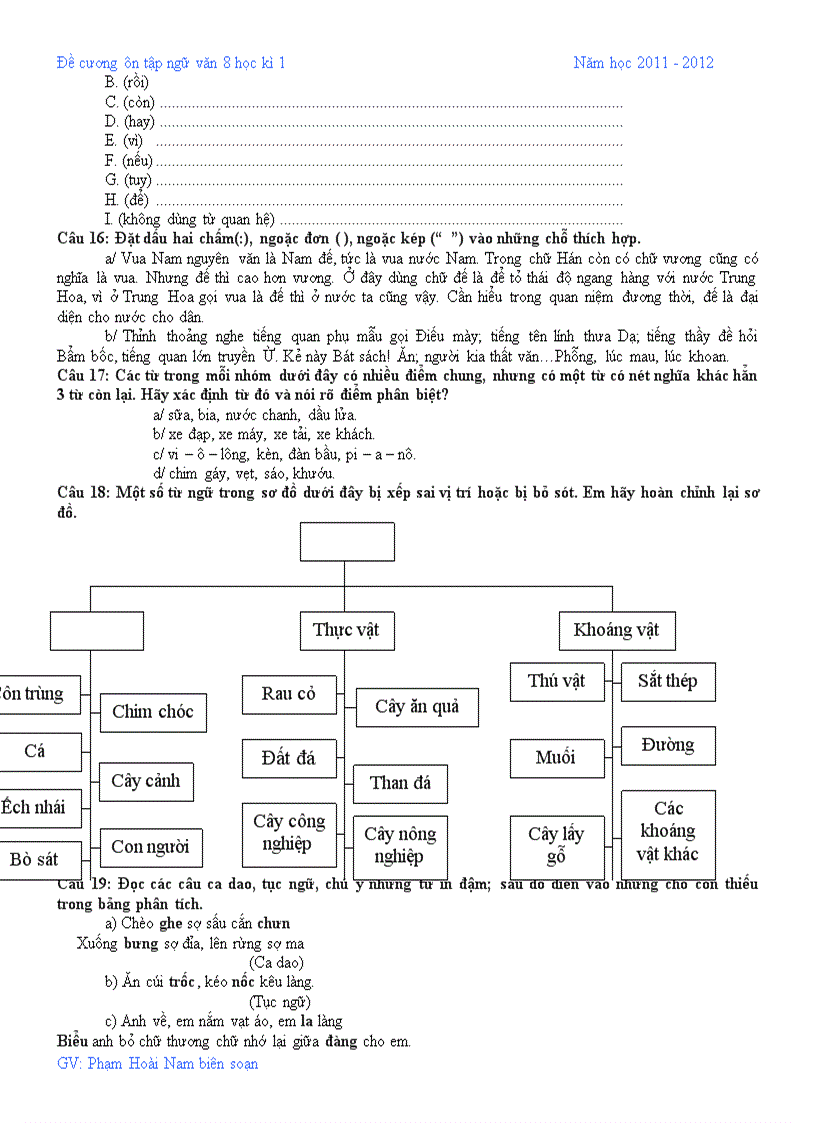 image for page Đề cương ôn tập ngữ văn 8 kì 1