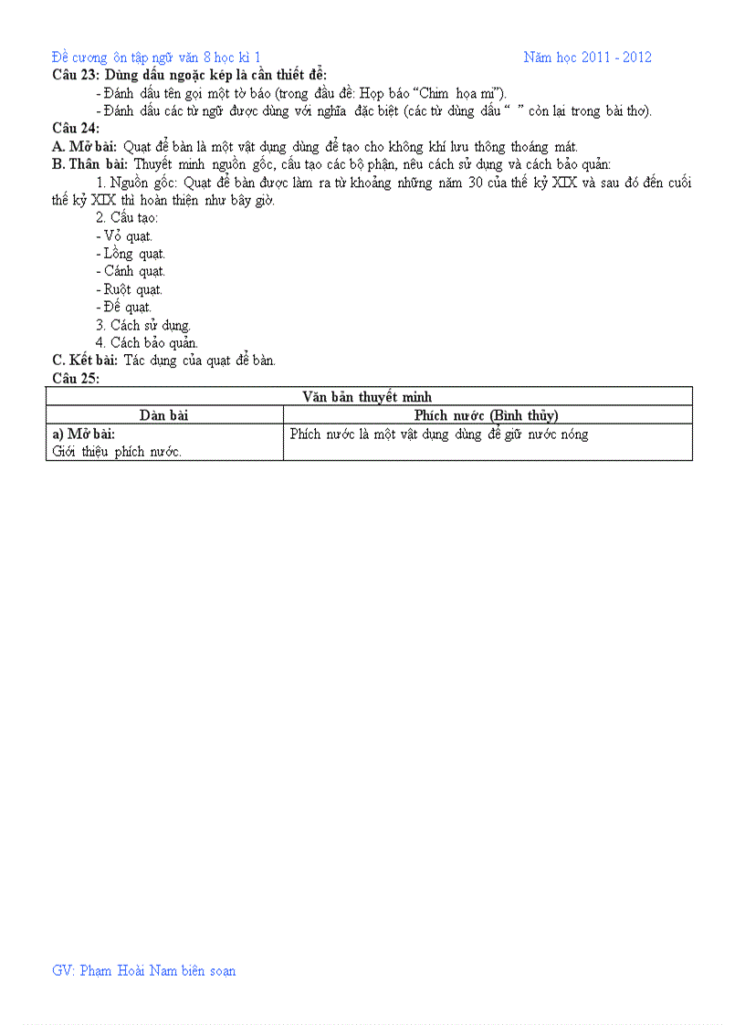 image for page Đề cương ôn tập ngữ văn 8 kì 1