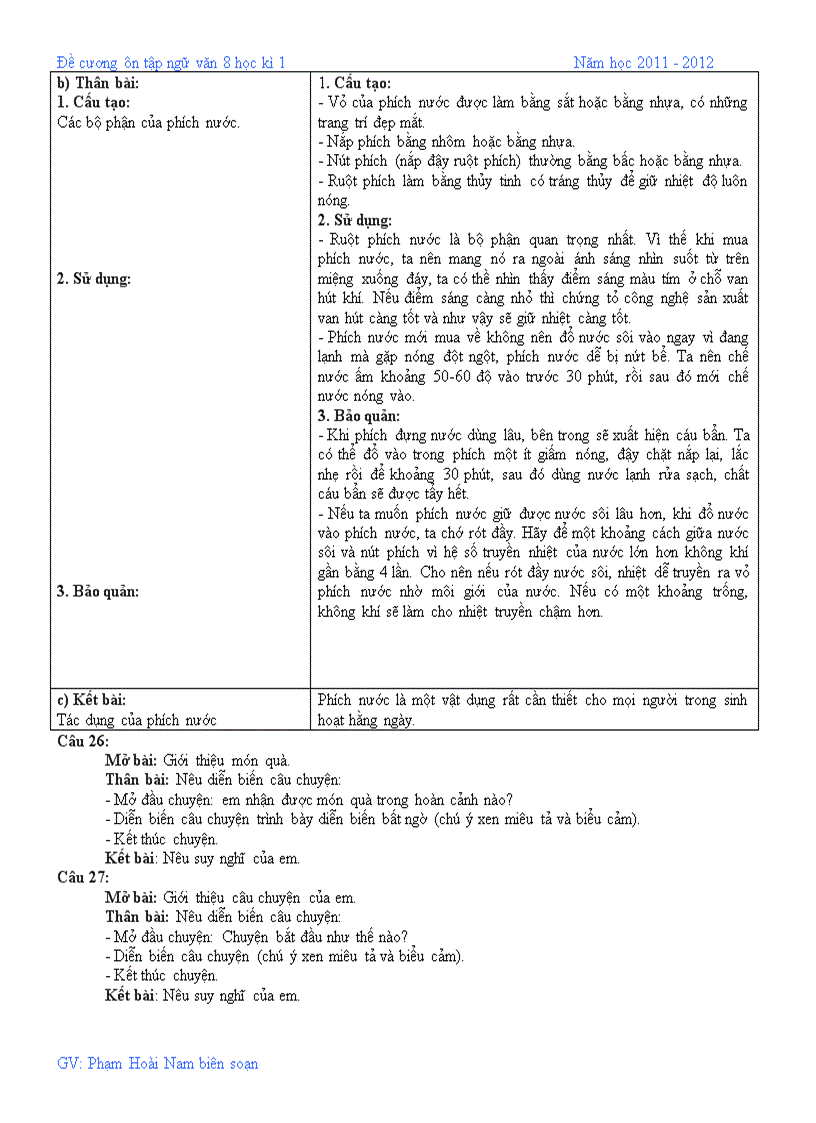 image for page Đề cương ôn tập ngữ văn 8 kì 1