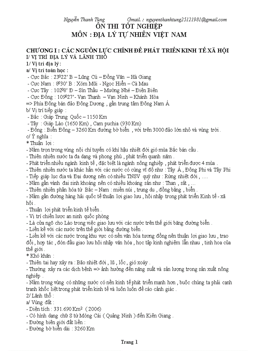 image for page Đề cương ôn thi tốt nghiệp đại học môn Địa lý