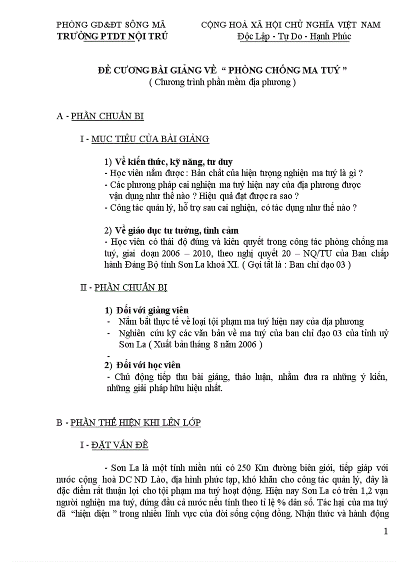 image for page Đề cương phòng chống ma tuý
