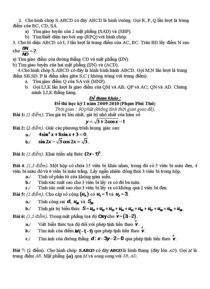 image for page Đề cương toán 11 HK 1