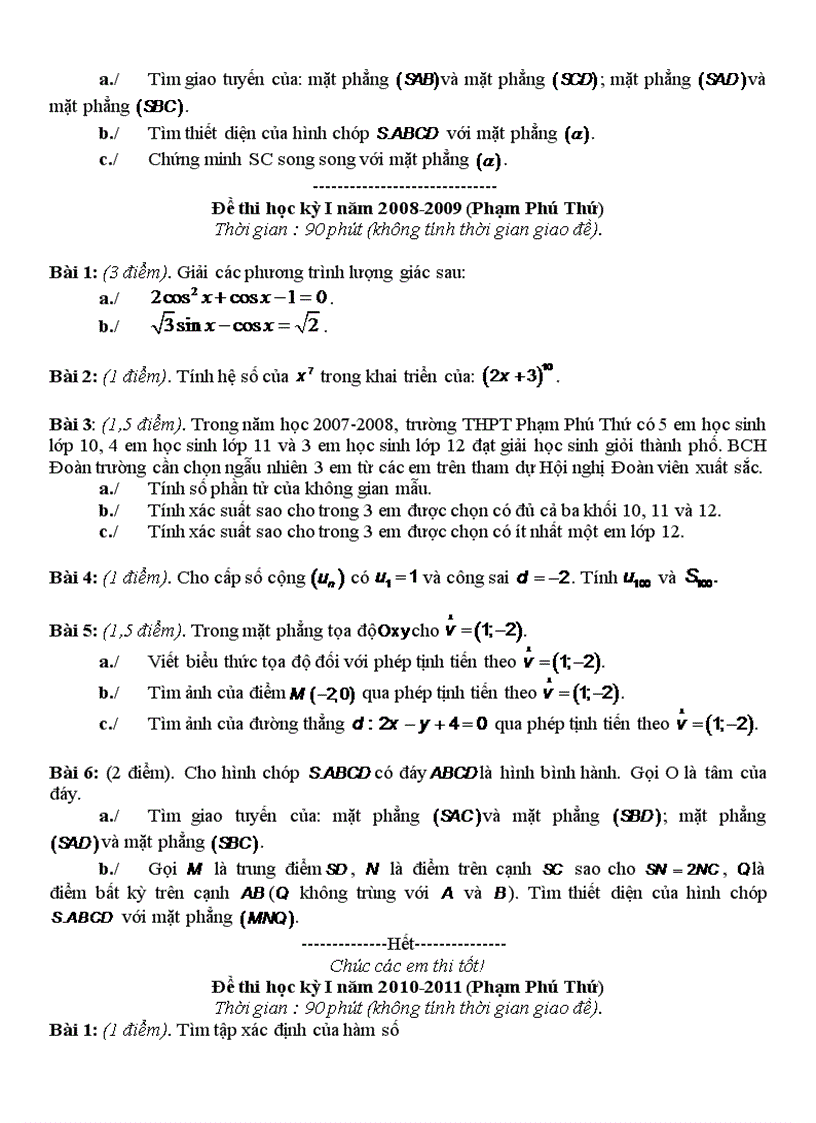 image for page Đề cương toán 11 HK 1