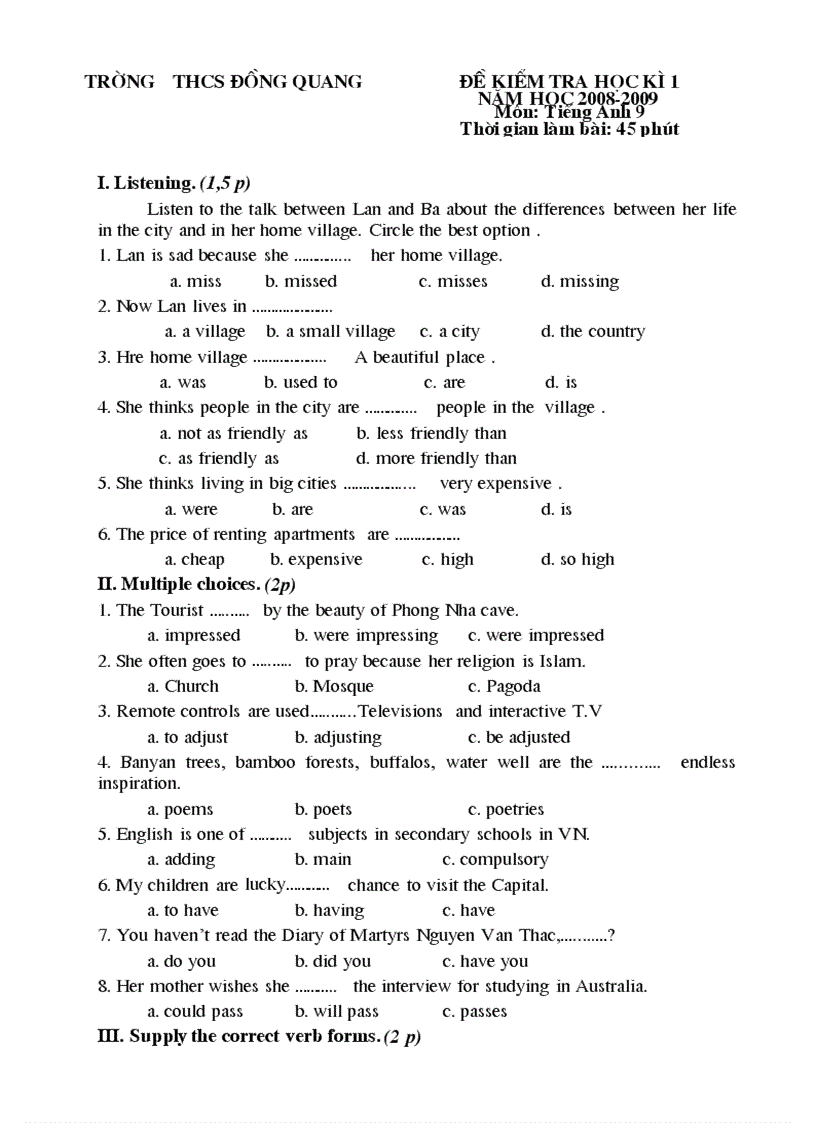 image for page De dap an KT hoc ki 1 Anh8 2008