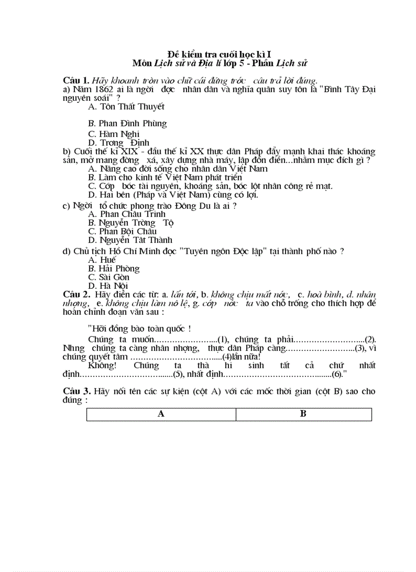 image for page Đề khảo sát cuối học kỳ II môn sử địa