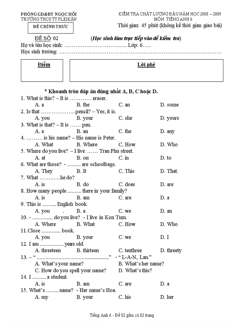 image for page De khao sat dau nam Đ2