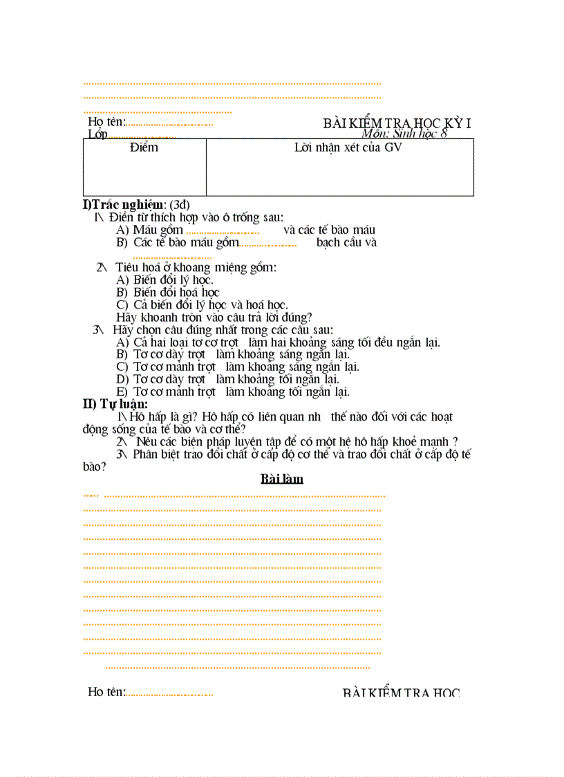 image for page Đề kiểm tra Học Kỳ I môn Lý Sinh Hoá Công nghệ các kối lớp 6 7 8 9