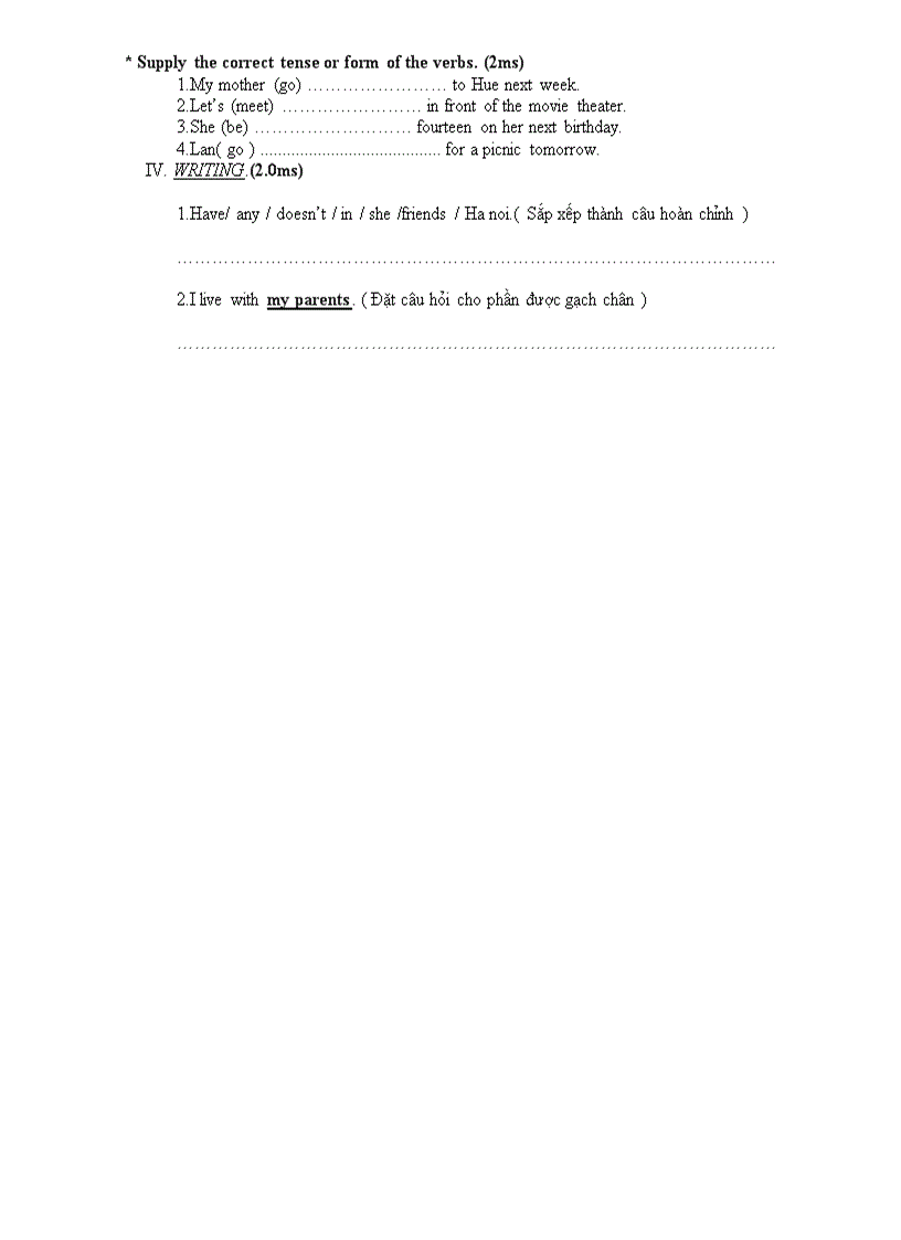 image for page De kiem tra Tieng Anh 7 Lan I