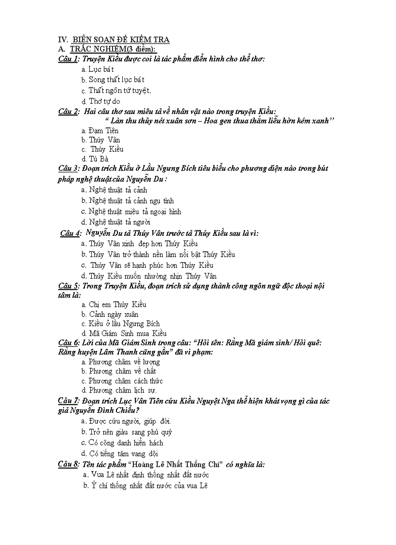 image for page Đề kiểm tra văn học trung đại Văn 9