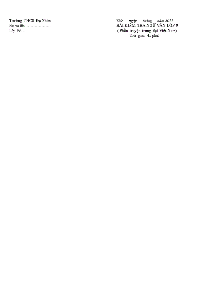 image for page Đề kiểm tra văn học trung đại Văn 9