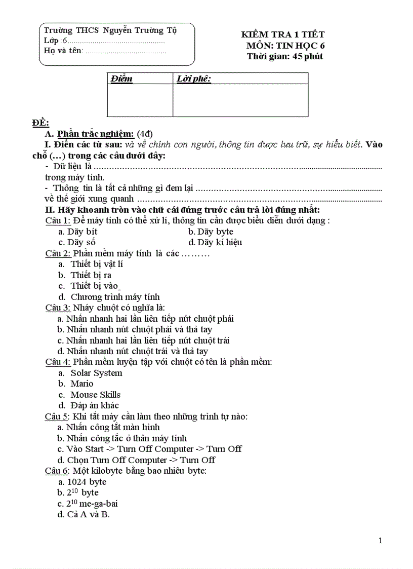 image for page Đề kt 1 tiết 6