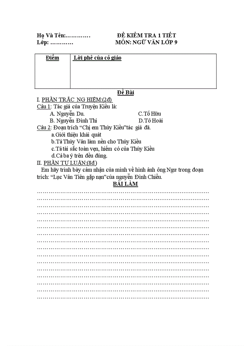 image for page Đè kt văn 9