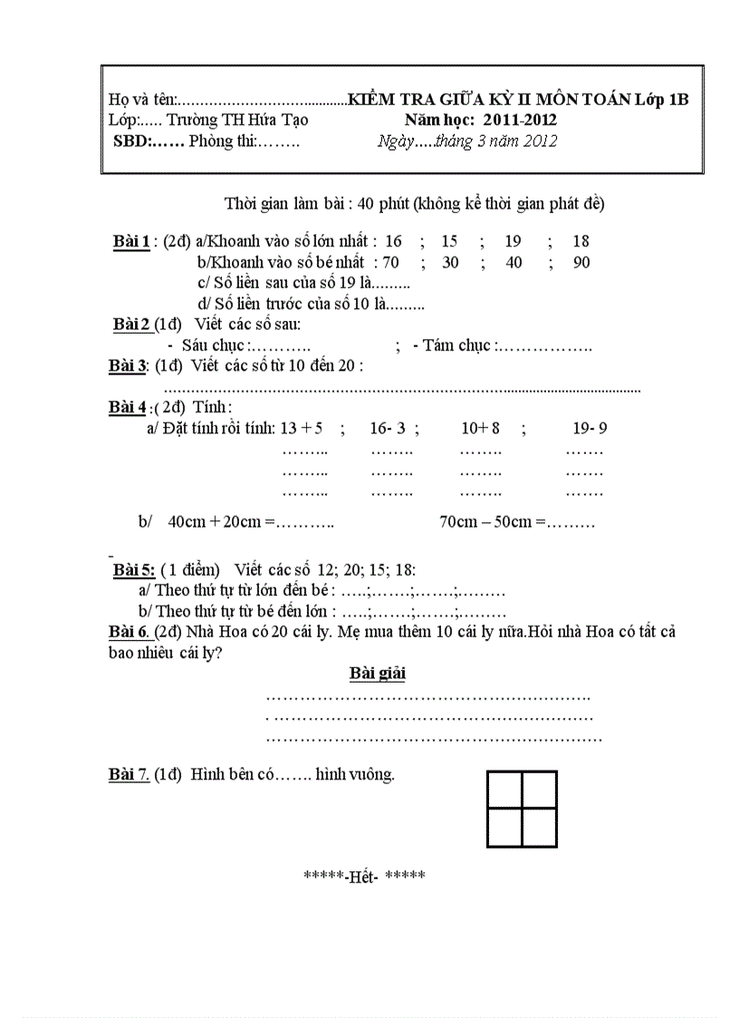 image for page Đề KTDK giữa kì 2 Lớp 1B Hoàng