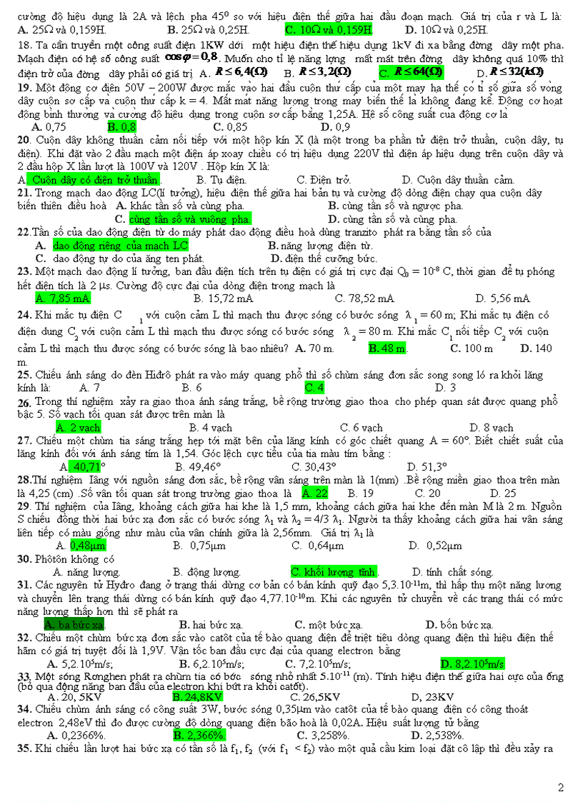 image for page Đề thi bồi dưỡng lần 2 môn vật lý