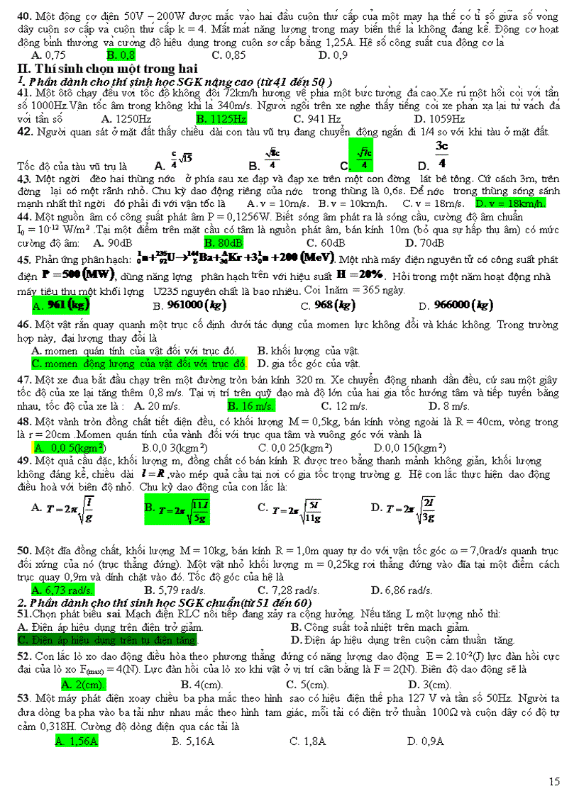 image for page Đề thi bồi dưỡng lần 2 môn vật lý