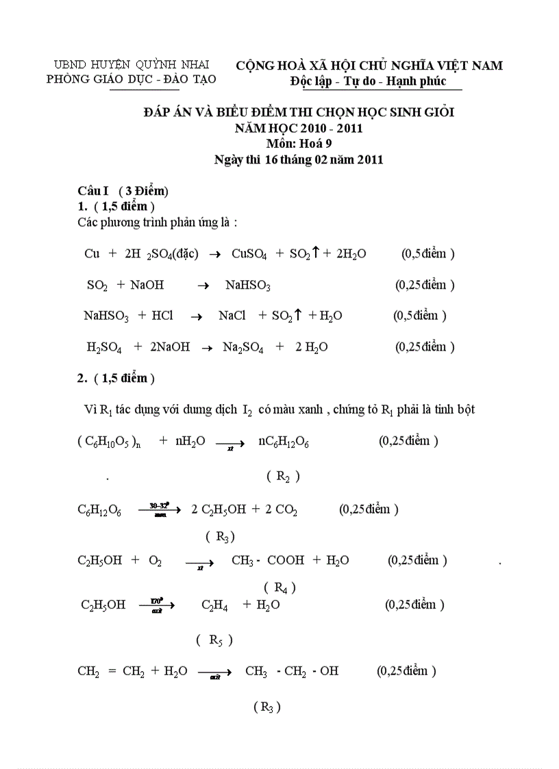 image for page Đề thi chọn HSG Hóa 9 năm 2010 2011