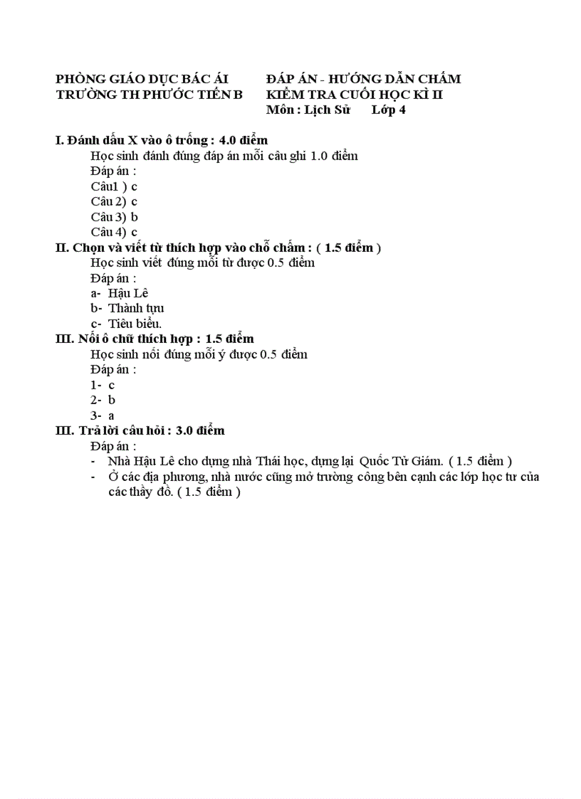 image for page Đề thi đáp án khoa địa sử lớp 4 HKII