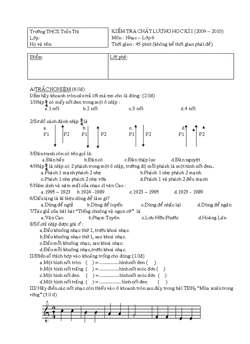 image for page Đề thi đáp án môn nhạc THCS