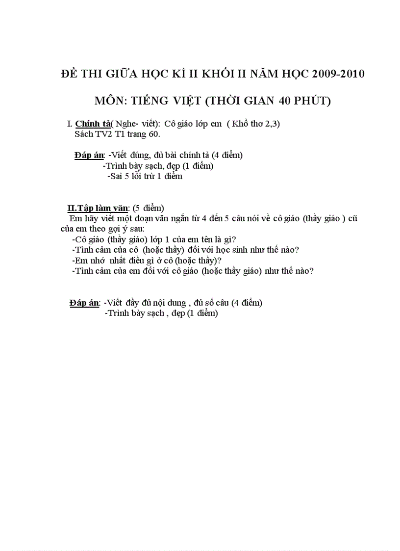 image for page Đề thi giữa học kì i khối 2 năm 2009 2010