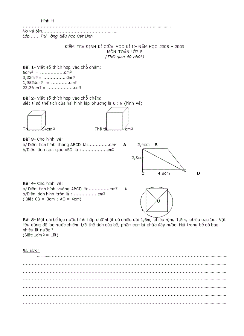 image for page Đề thi Giữa Học kỳ 2 2008 2009
