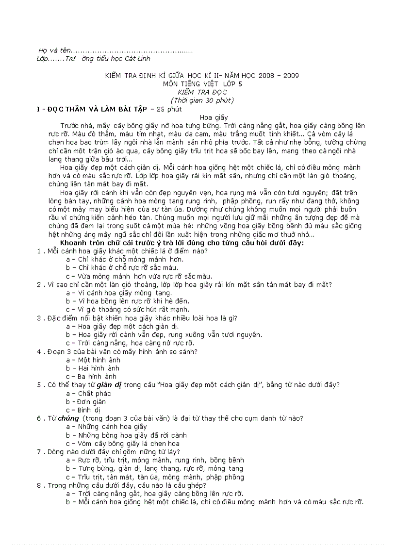 image for page Đề thi Giữa Học kỳ 2 2008 2009