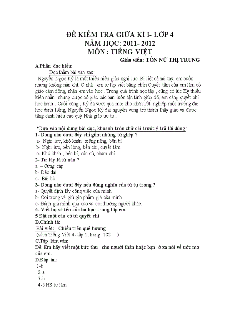 image for page Đề thi giữa Kỳ I