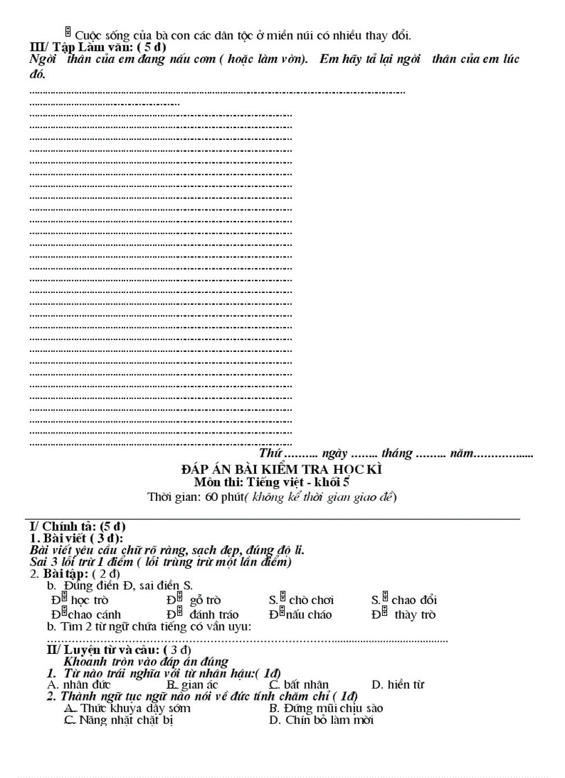 image for page Đề thi HKI các lớp tiểu học có đáp án