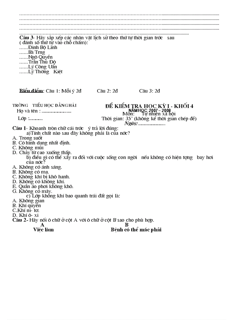 image for page Đề thi HKI các lớp tiểu học có đáp án