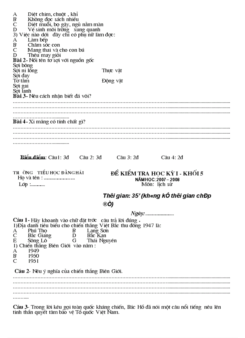 image for page Đề thi HKI các lớp tiểu học có đáp án