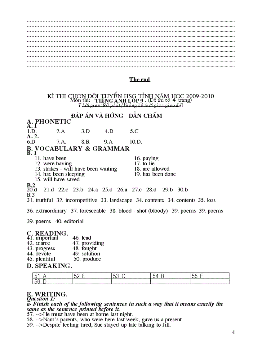 image for page Đề thi học sinh giỏi tiéng anh 9