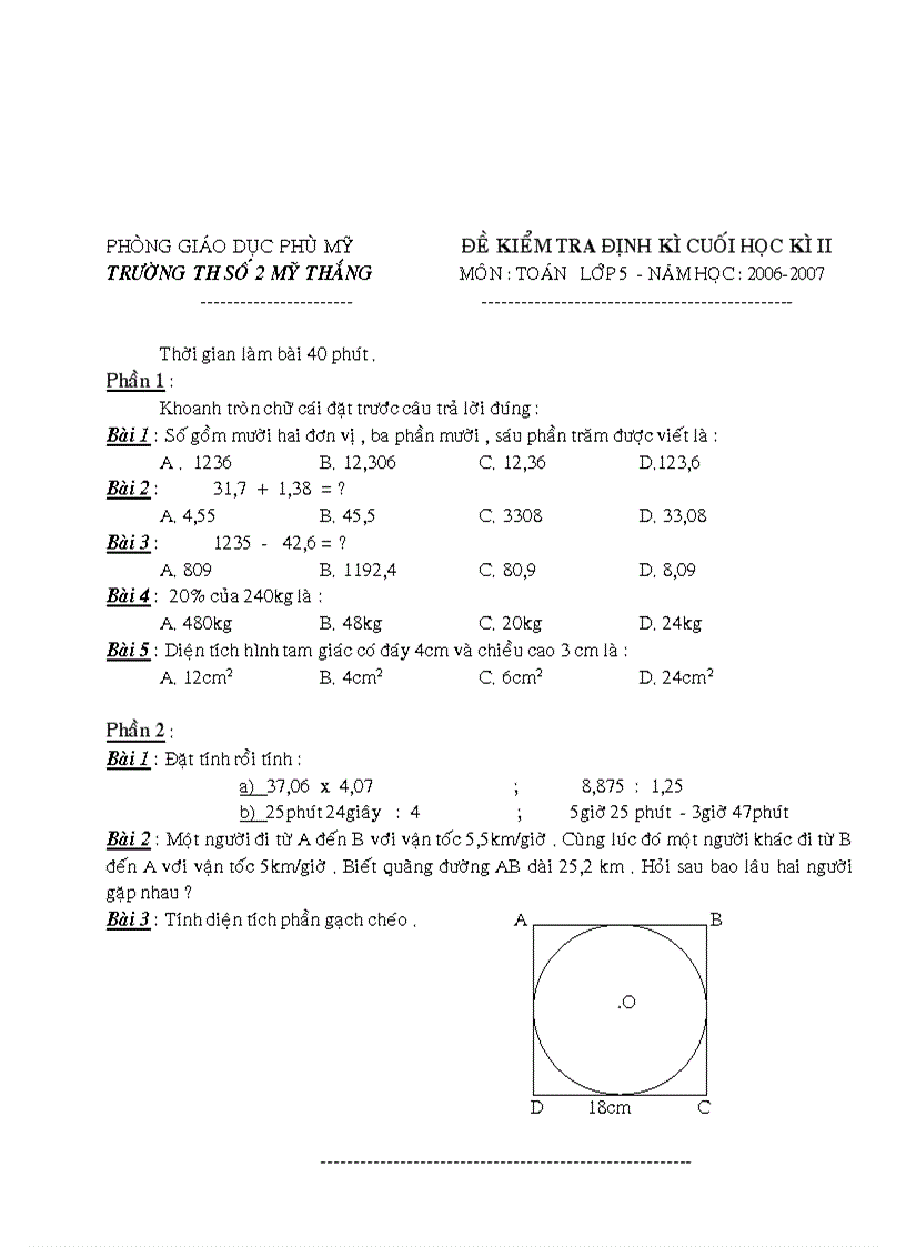 Đề thi kỳ 2