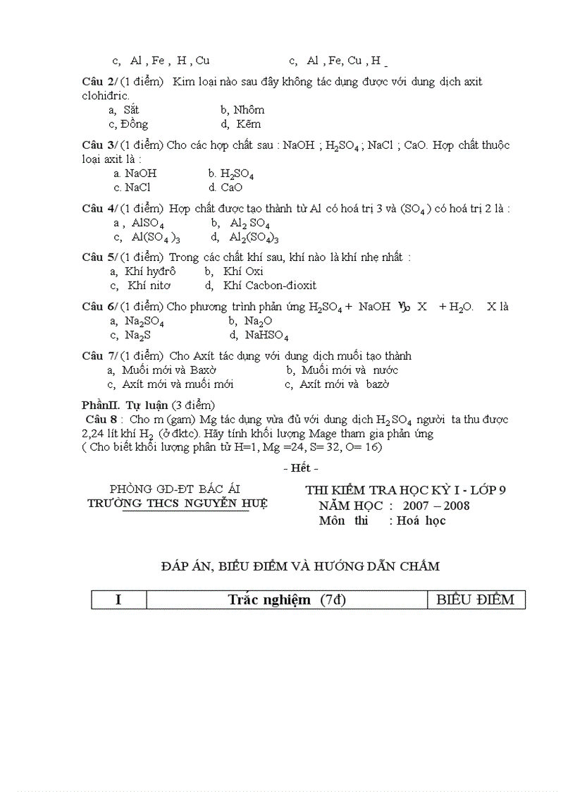 image for page Đề thi và đáp án Hóa THCS
