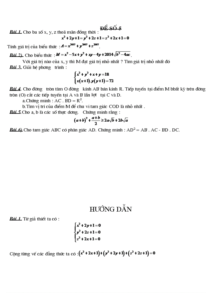 image for page Đề thi vào lớp 10 thpt đề 05