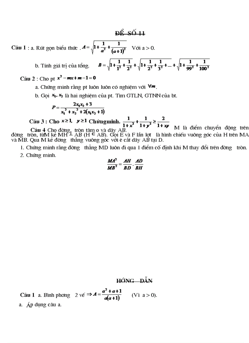 image for page Đề thi vào lớp 10 thpt đề 11