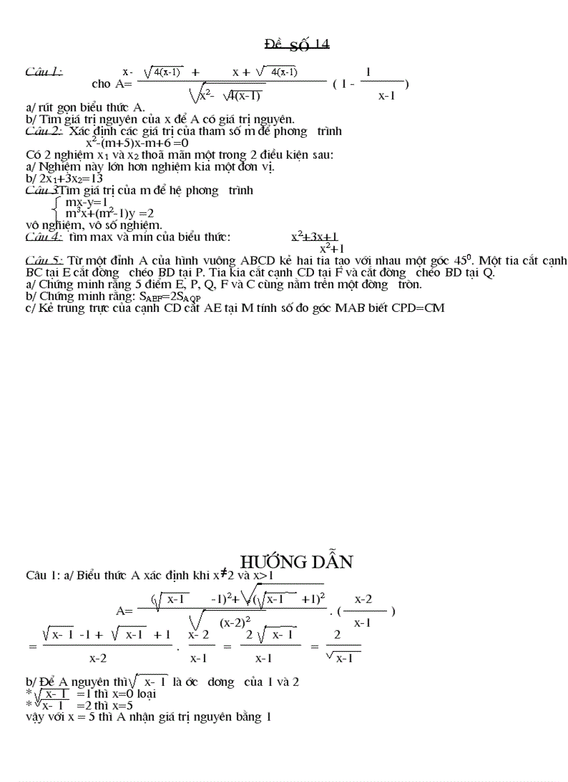 image for page Đề thi vào lớp 10 thpt đề 14