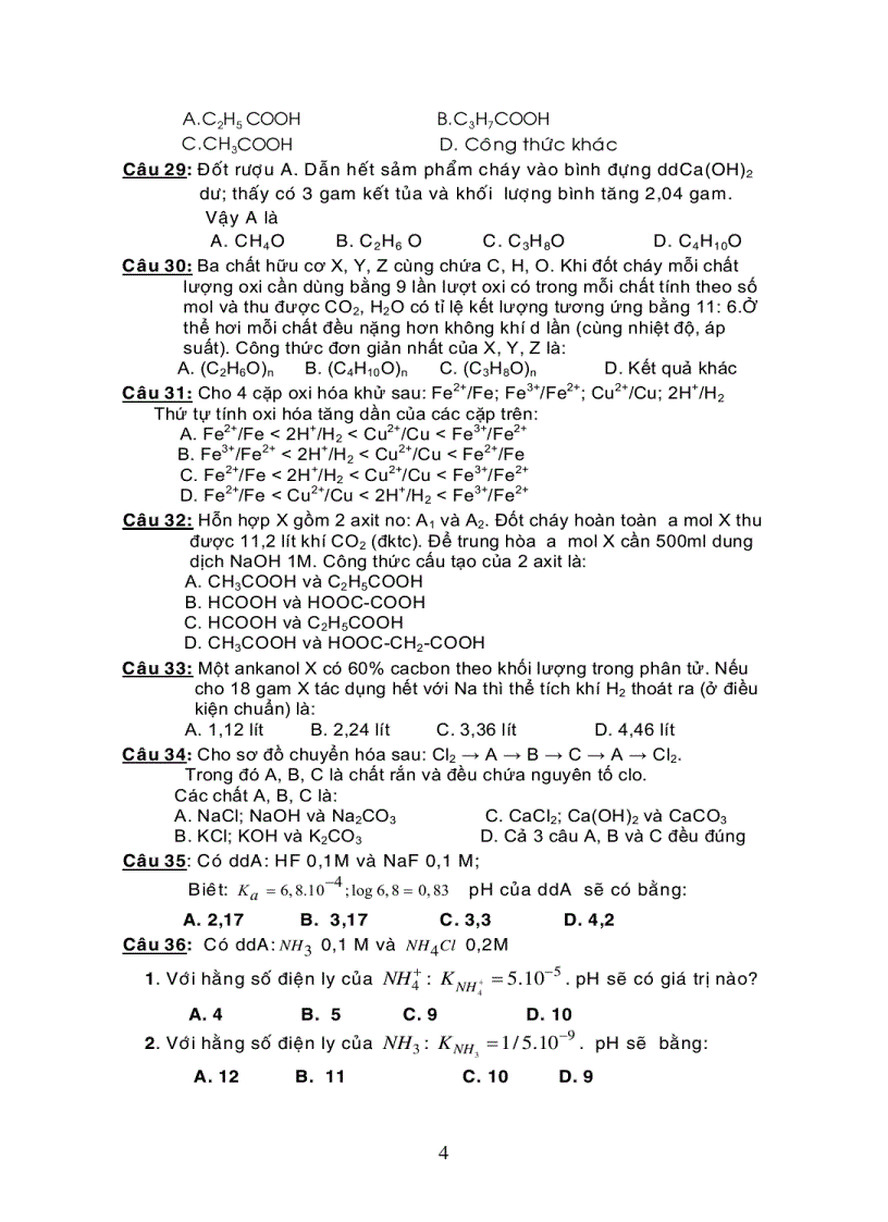 image for page Đề Trắc nghiệm 2 môn hóa đại học cao đẳng