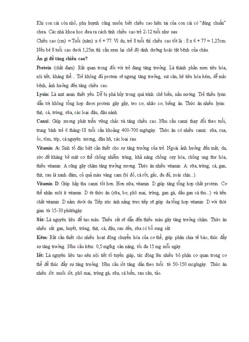 image for page Để trẻ có chiều cao lí tưởng