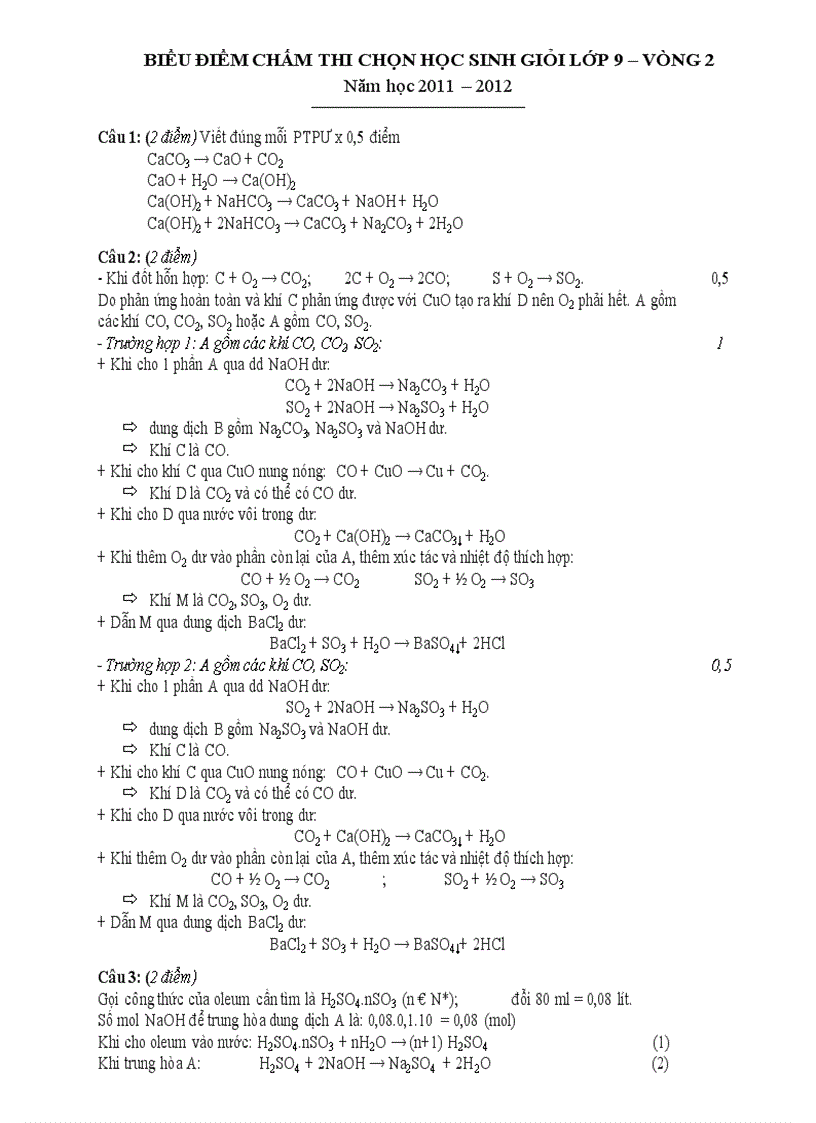 image for page Đề và đáp án môn Hóa V2 năm 2012