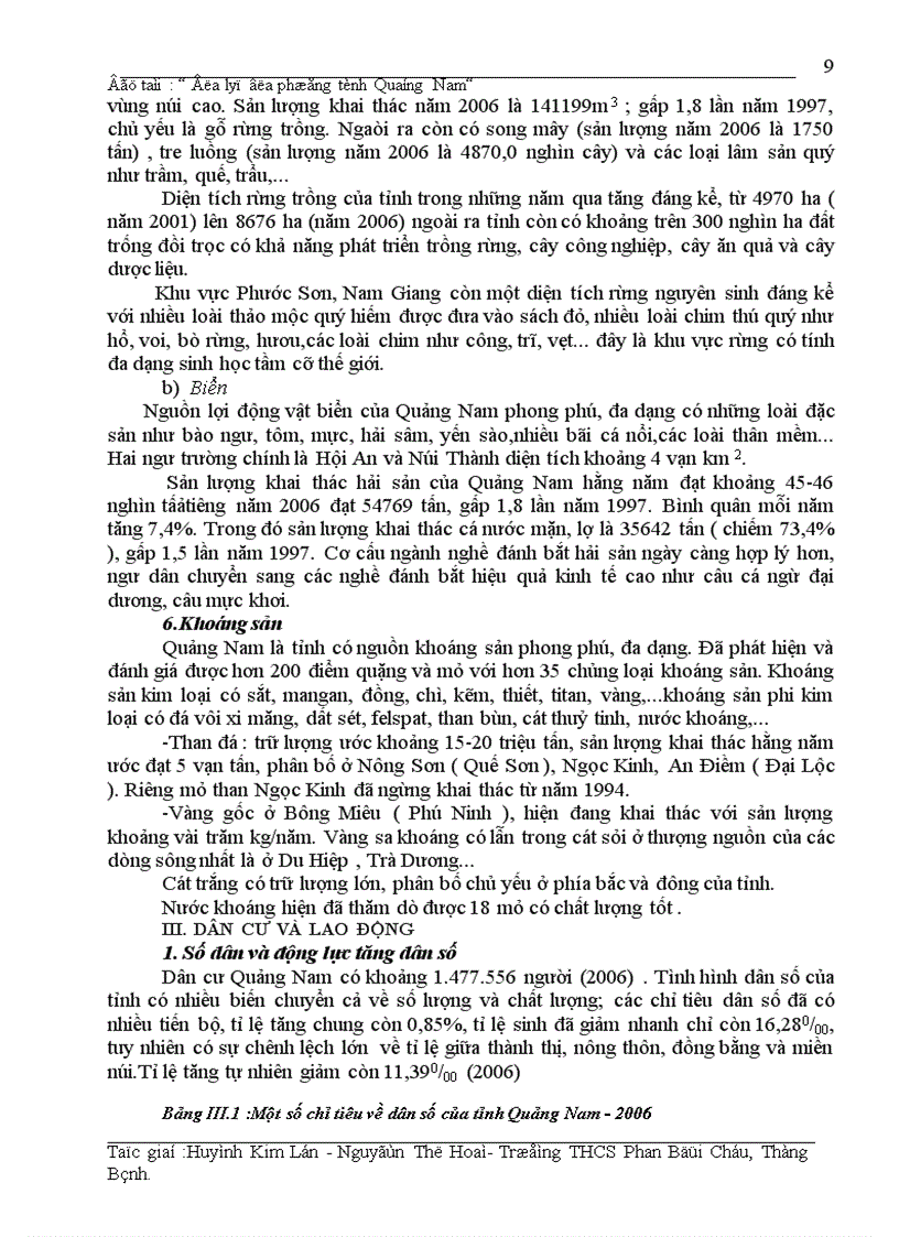 image for page Địa lý Địa phương tỉnh Quang Nam