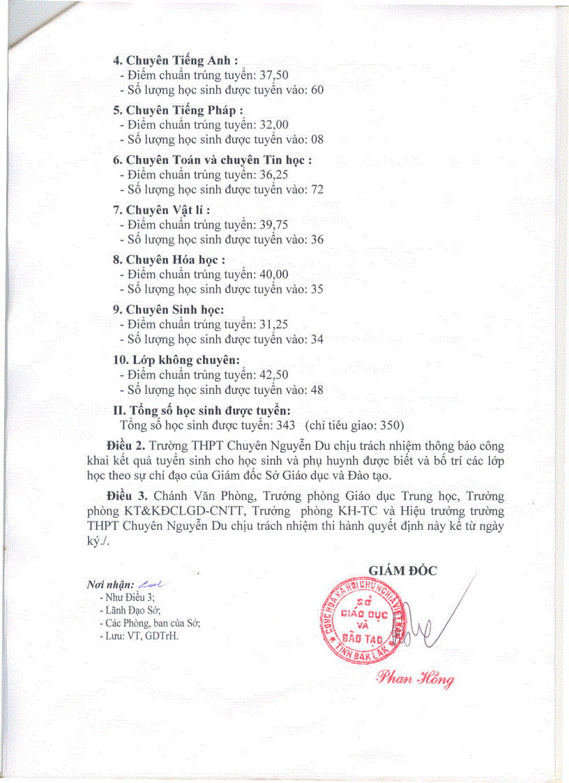image for page Điểm Chuẩn Tuyển sinh Trường THPT Chuyên Nguyễn Du