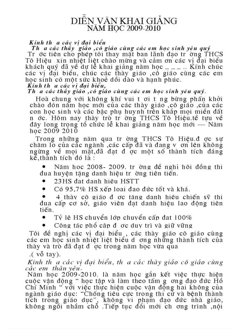 image for page Diễn văn khai giảng 09 10 1