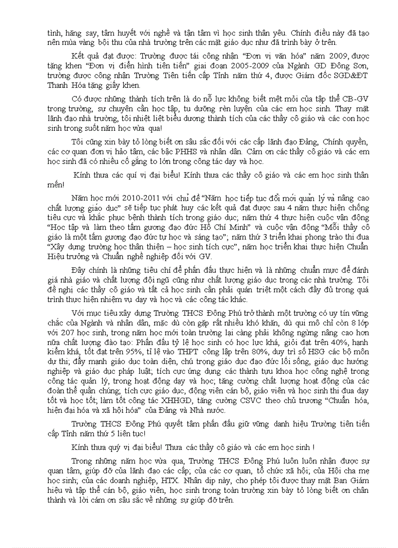 image for page Diễn văn khai giảng năm học 2010 2011 của hiệu trưởng trường thcs đông phú